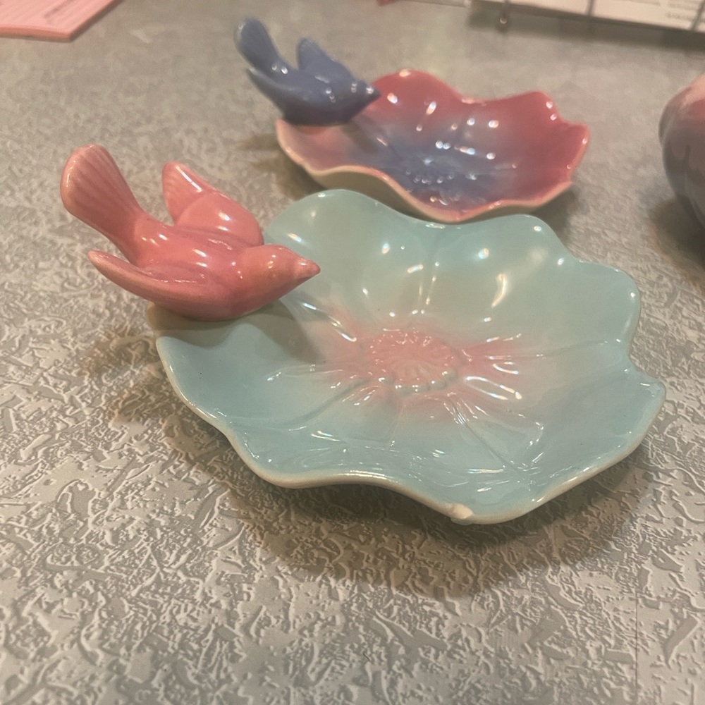 Small antique Royal Copley bird dishes with a bird bowl. - Picture 7 of 12